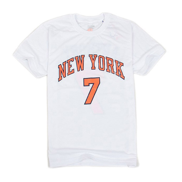 Men's  New York Knicks #7 Carmelo Anthony White T-shirt